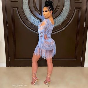 crochet cover dress (Sky blue)